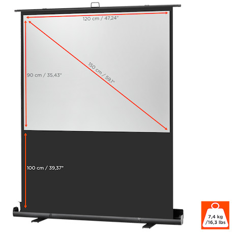 celexon Ultramobil Professional Plus: 120 x 90 cm (59" 4:3) Mobile Pull-up-Leinwand