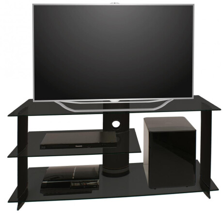 VCM TV-Rack für Subwoofer "Subuso" Schwarz mit 3 Glasböden Schwarzglas 120 cm