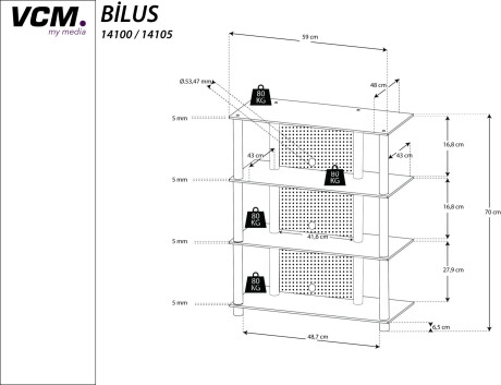 VCM Hifi-Moebel "Bilus Klarglas"