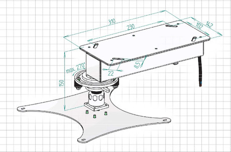 PeTa Deckenhalter ROTO Höhe 185 mm