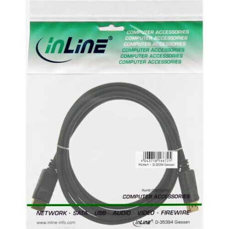 InLine DisplayPort Kabel, schwarz, vergoldete Kontakte, 2m