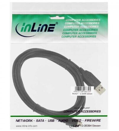 InLine Micro-USB 2.0 Kabel, USB-A Stecker an Micro-B Stecker, schwarz, 3m
