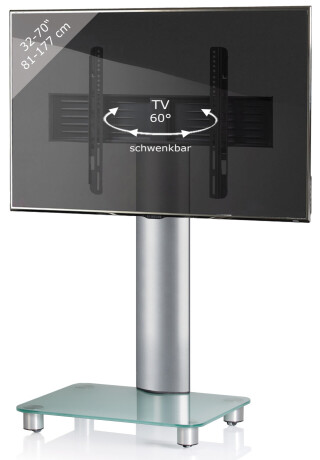 VCM TV Standfuß "Tosal" Silber, Mattglas inkl. Rollen