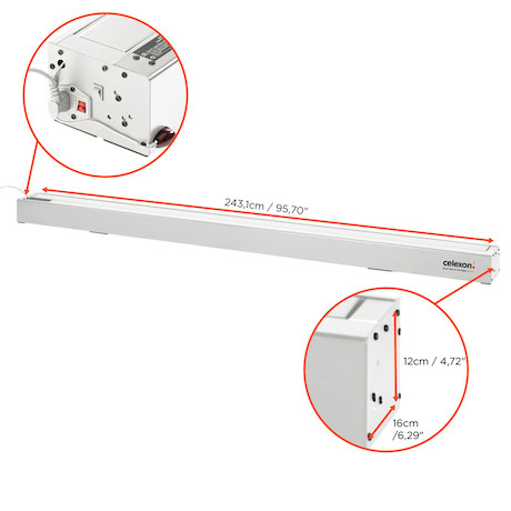 celexon CLR HomeCinema UST elektrische Boden-Leinwand 100", 221 x 124cm - weiß