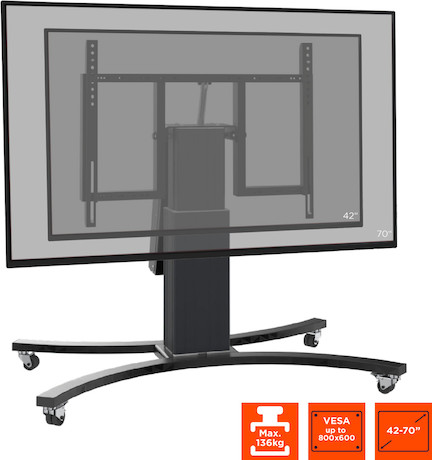 celexon Expert elektrisch höhenverstellbarer Display-Rollwagen Adjust-V4270B mit Kippfunktion - 28cm