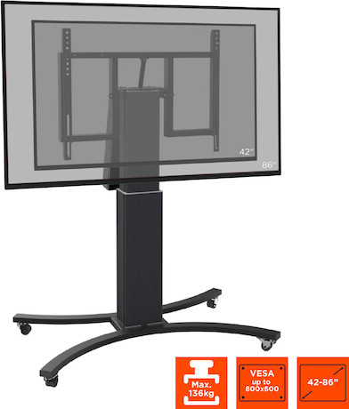 celexon Expert elektrisch höhenverstellbarer Display-Rollwagen Adjust-V4286B mit Kippfunktion - 50cm