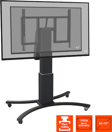 celexon Expert elektrisch höhenverstellbarer Display-Rollwagen Adjust-V4275B mit Kippfunktion - 70cm