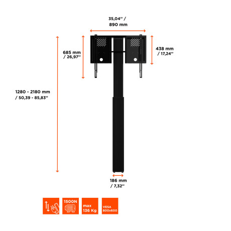 celexon Expert elektrisch höhenverstellbarer Display-Ständer Adjust-4286WB mit Wandbefestigung - 90c