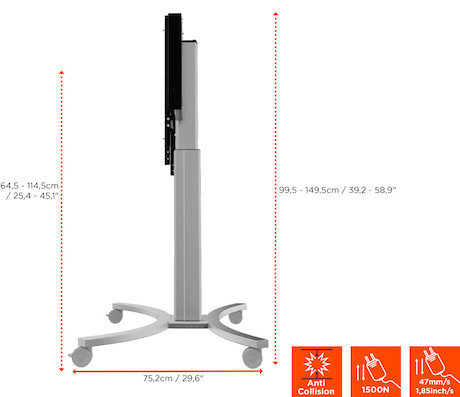 celexon Expert elektrisch höhenverstellbarer Display-Rollwagen Adjust-4286MS - 50cm