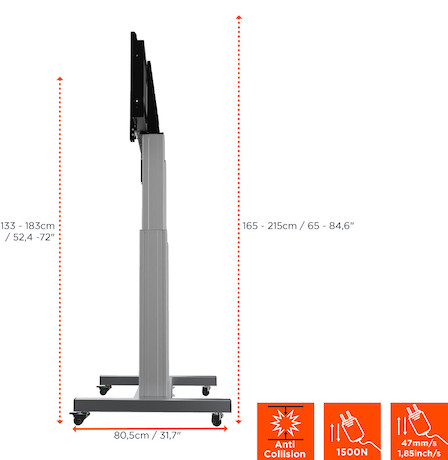 celexon Expert elektrisch höhenverstellbarer Display-Rollwagen Adjust-70120MS- 50cm
