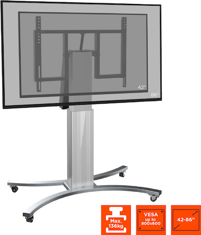celexon Expert elektrisch höhenverstellbarer Display-Rollwagen Adjust-V4286S mit Kippfunktion - 50cm