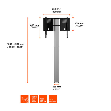 celexon Expert elektrisch höhenverstellbarer Display-Ständer Adjust-4286WS mit Wandbefestigung - 90c