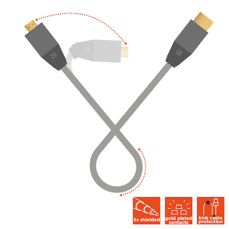 celexon HDMI auf Micro HDMI Kabel mit Ethernet - 2.0a/b 4K 1,0m - Professional Line