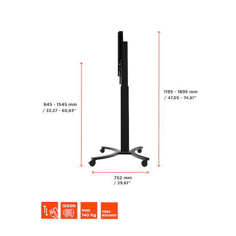 celexon Expert elektrisch höhenverstellbarer Display-Rollwagen Adjust-4286MB - 70cm - Demo