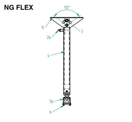 PeTa Deckenhalterung NG Flex, 40-70cm mit Klemmhebel