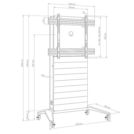 Hagor CON-Line M mobile Medienstele für ein 75-86" Display mit einer Tragkraft von 50 kg