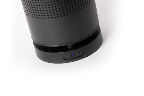 Block The Flame kabelloser Bluetooth-Lautsprecher mit Tischfeuer für gemütliches Ambiente in Schwarz