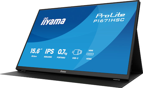 iiyama ProLite P1671HSC-B1 16" Full-HD-IPS-Monitor mit USB-C-Dock, integrierten Lautsprechern und Le