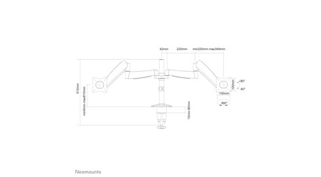Neomounts FPMA-D950D Monitorarm 10-27" - Gasfeder - Klemme/Durchführung - 9 kg - 25,4 cm (10") - 68,