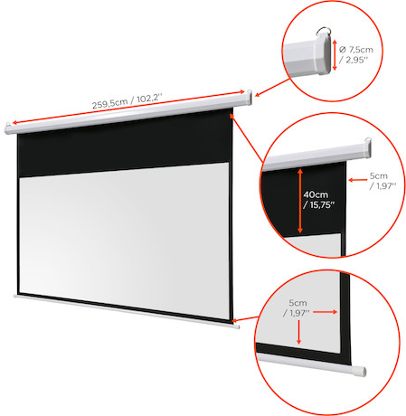 celexon basic line Motorleinwand 240 x 135cm,Heimkino Leinwand,Leinwand 16:9, Beamerleinwand,3D Lei