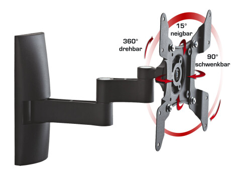 VCM Wandhalterung "TS 3", neigbar / schwenkbar / drehbar, Schwarz