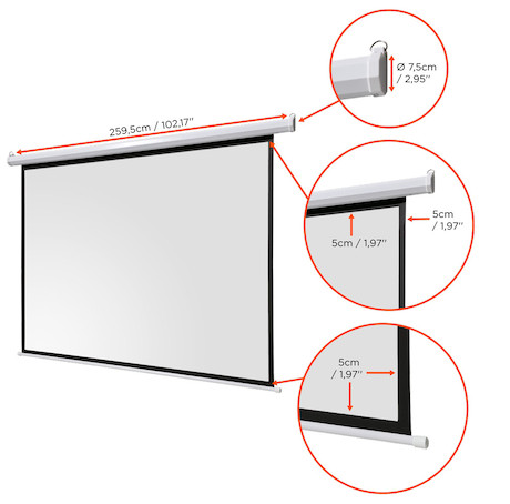 celexon basic line Motorleinwand 240 x 240cm,Heimkino Leinwand,Leinwand Format 1:1, Beamerleinwand,3