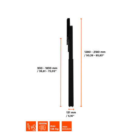 celexon Expert elektrisch höhenverstellbarer Display-Ständer Adjust-4286WB mit Wandbefestigung - 90c