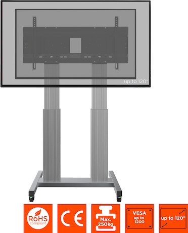 celexon Expert elektrisch höhenverstellbarer Display-Rollwagen Adjust-70120MS- 50cm