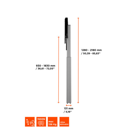 celexon Expert elektrisch höhenverstellbarer Display-Ständer Adjust-4286WS mit Wandbefestigung - 90c