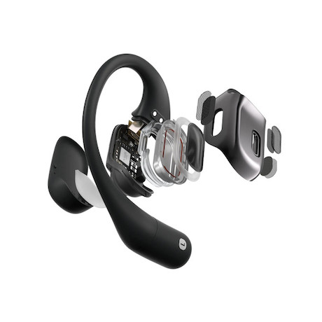 SHOKZ OpenFit Open-Ear-Design Bluetooth Kopfhörer mit 28 Stunden Wiedergabezeit | Farbe: Schwarz