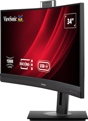 ViewSonic VG3457CV 34" UWQHD 21:9 Curved Video Conferencing Docking Monitor mit Windows Hello & Zoom