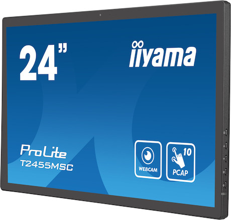 iiyama ProLite T2455MSC-B1 24” PCAP 10-Punkt Multi-Touch-Monitor mit integrierter Webcam und einem f