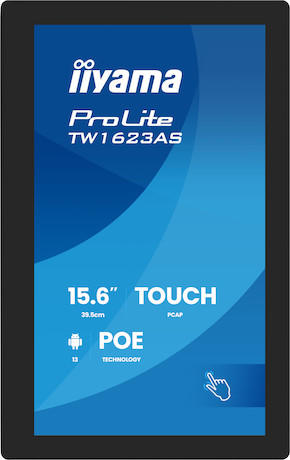 iiyama ProLite TW1623AS-B3P 16" PCAP 10-Punkt-Touchscreen-PC mit Android-Betriebssystem, Power-over-