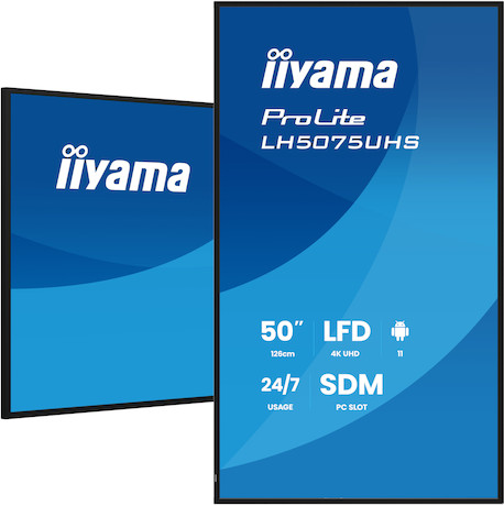 iiyama ProLite LH5075UHS-B2AG 50" Digital Signage Display mit 4K UHD, 24/7 Betriebszeit, Android OS,