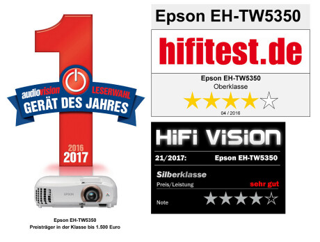 Epson EH-TW5350 3D Heimkino Beamer mit 2200 ANSI-Lumen und Full-HD