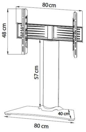 VCM TV Tisch - Standfuss "Windoxa Maxi" Schwarzglas