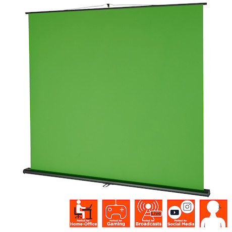 celexon 98" Mobile Chroma Key Green Screen 150 x 200 cm für Zoom-Calls, Tiktok Content & Streaming