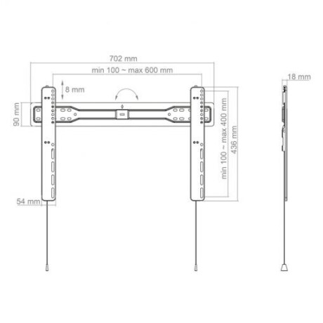 Hagor BL Superslim 600 - starre Wandhalterung - 55-75" | max. VESA 600x400 | Traglast 35kg