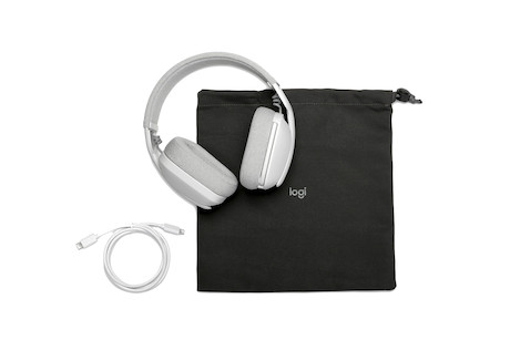 Logitech Zone Vibe 100 - kabelloses Bluetooth Headset, ohrumschließend, Grauweiß