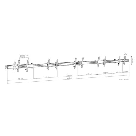Hagor comPROnents® Menuboard Wandhalterung für 5 Displays 46-65" Landscape |max.VESA 600x400