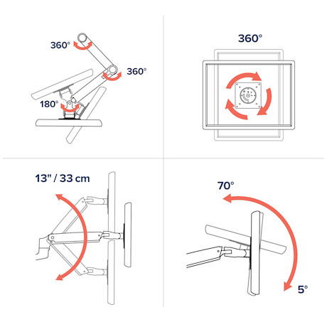 ERgotron LX Monitor Arm mit hoher Säule, Tischhalterung | Bildschirmgröße: 34" | mattschwarz