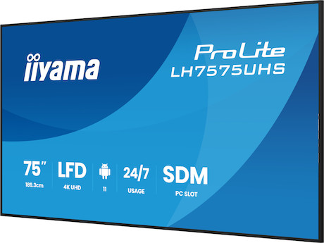 iiyama ProLite LH7575UHS-B2AG 75" 4K Digital Signage Display mit 24/7 Betriebszeit, Android OS, Sign