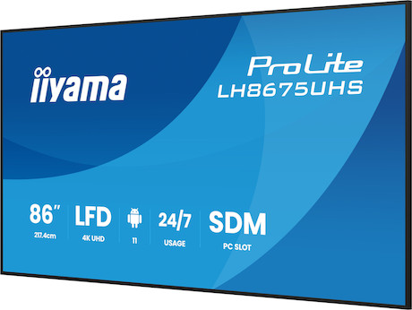 iiyama ProLite LH8675UHS-B2AG 86" 4K Digital Signage Display mit 24/7 Betriebszeit, Android OS, Sign