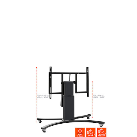 celexon Expert elektrisch höhenverstellbarer Display-Rollwagen Adjust-V4270B mit Kippfunktion - 28cm