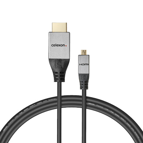 celexon HDMI auf Micro HDMI Kabel mit Ethernet - 2.0a/b 4K 1,0m - Professional Line