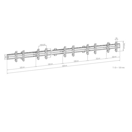 Hagor comPROnents® Menuboard Wandhalterung für 5 Displays 32-43" Landscape| max. VESA 200x200