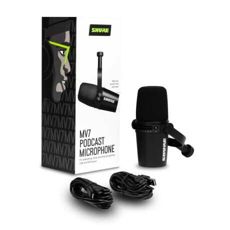 SHURE MV7 Podcast KIT mit USB- und XLR-Ausgängen, Farbe schwarz, inklusive Manfrotto Desktop-Stativ