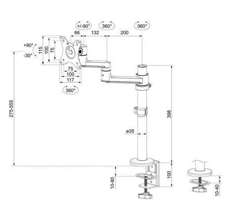 Neomounts DS60-425BL1 - vollbewegliche Tischhalterung für 27" Bildschirme - schwarz