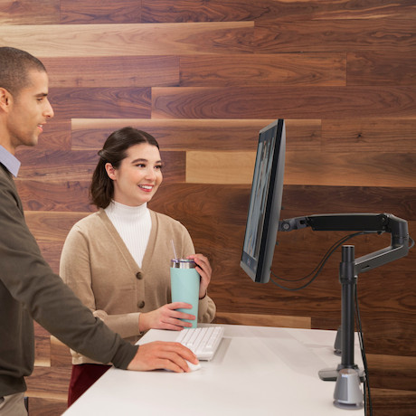 ERgotron LX Monitor Arm mit hoher Säule, Tischhalterung | Bildschirmgröße: 34" | mattschwarz