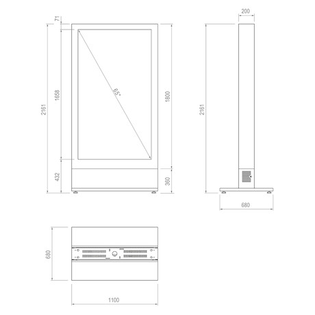 Hagor HP Kiosk 65″ FS Indoorstele zur freien Aufstellung | Einzelhalterung | Portrait-Format | Bilds